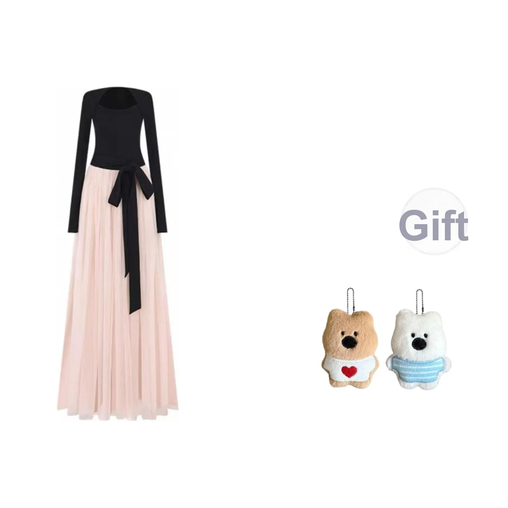 GHPC Розовый Женские Длинные Платья с Длинными Рукавами