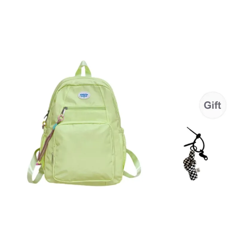 Yalu Nylon Fabric Backpack Unisex Gray/Khaki/Neon Green/Light Blue-0