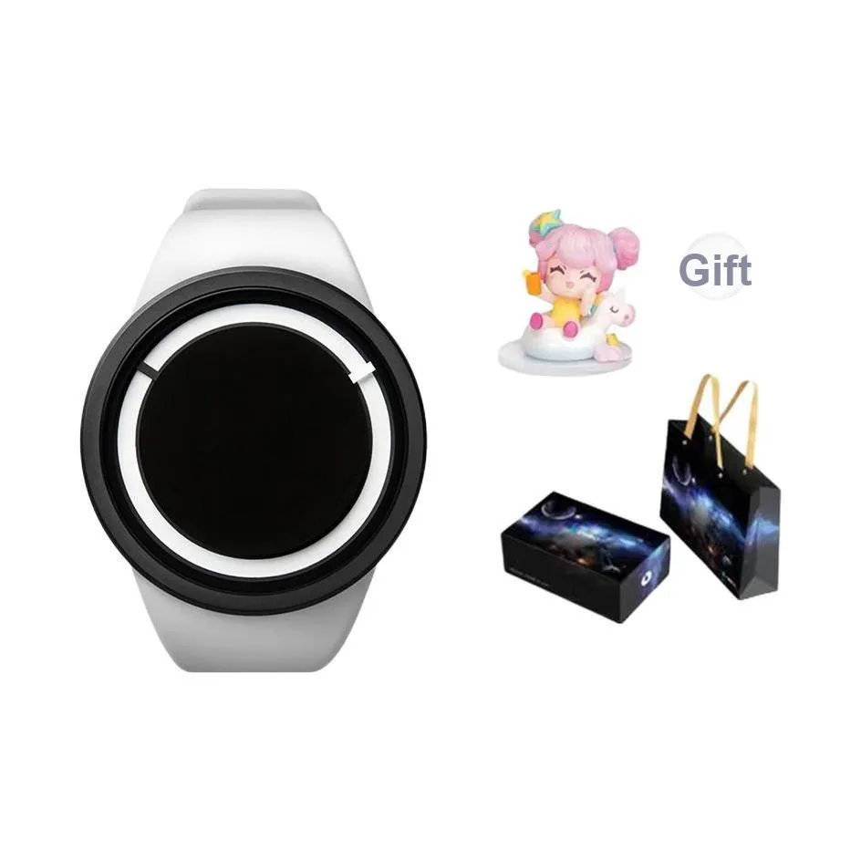 ZIIIRO Кварцевый механизм Унисекс Часы Черный циферблат Нержавеющая сталь Корпус Силиконовый ремешок