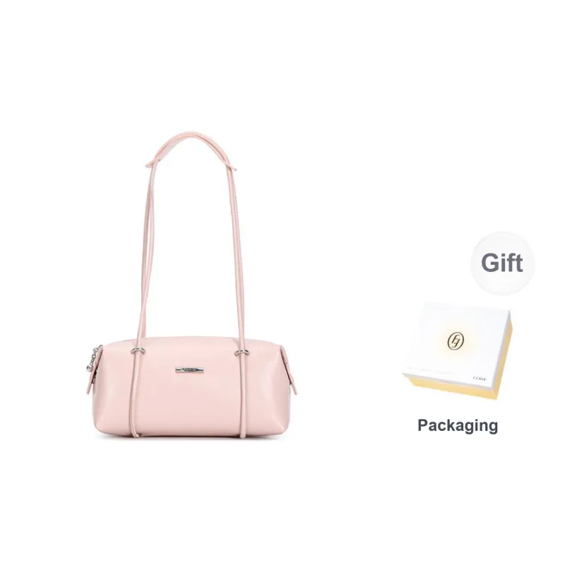 FERIA Cow Leather Shoulder Bag Medium Size Women's Pink/Black-1