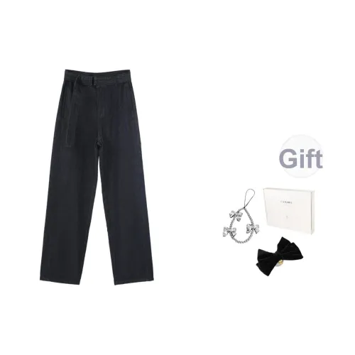 Fstudio Лето Корейский стиль HIGH RISE Прямой крой Утягивающий Casual Универсальный Джинсы Женские