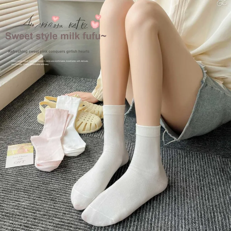XXLLG Spring And Fall Mid Calf Socks Women's 4 Pack-7