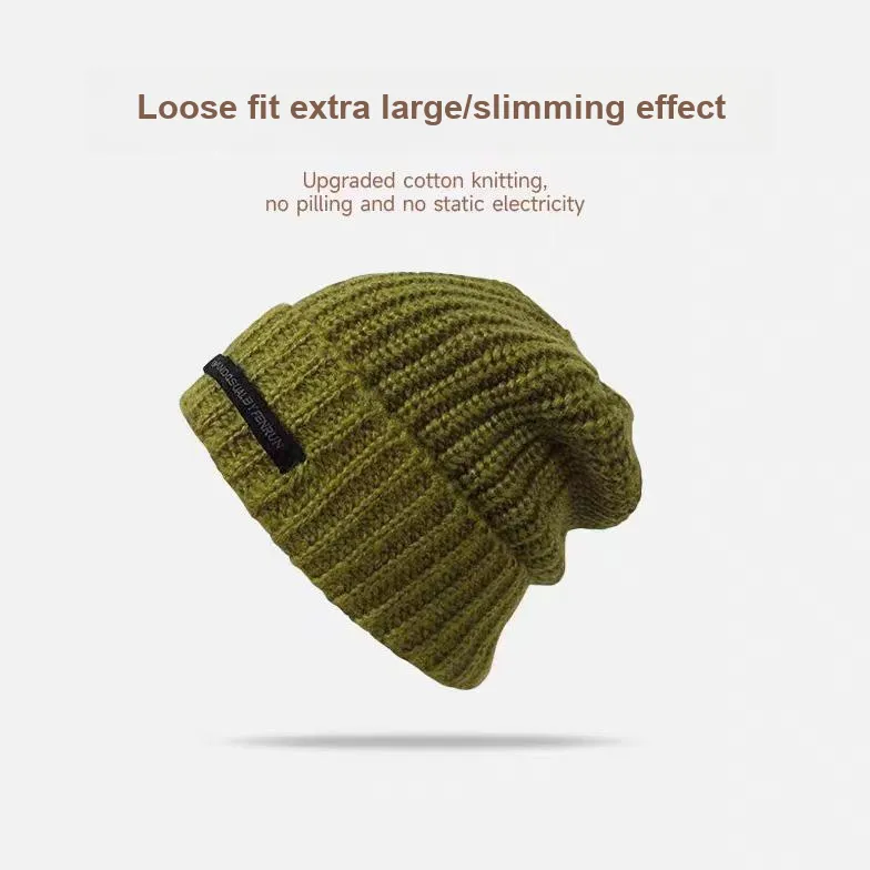 Yi Bu Kang Gray Chunky Knit Fall And Winter Black Beanies Unisex-7
