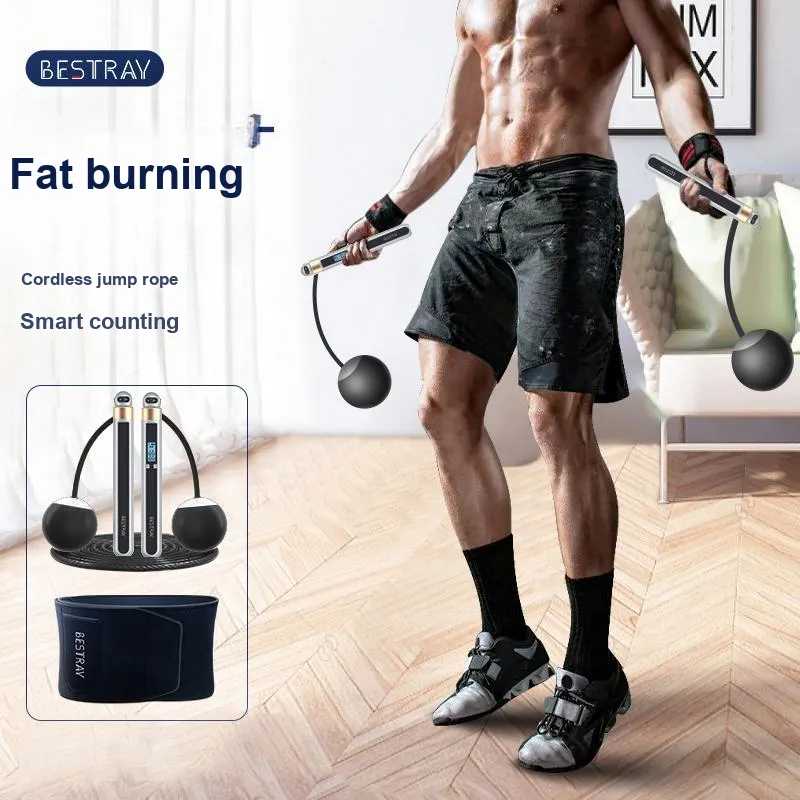 BESTRAY Fitness Training Smart Counting Jump Ropes Fitness Crowd Steel Wire Rope ABS Acrylic Metal Controller 3m-2