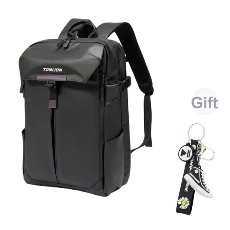 Tonlion Nylon Fabric Backpack Regular Unisex Black-6