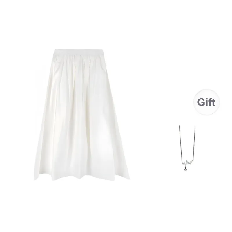 Mu Qingqing Casual Long Skirt Women's White-1
