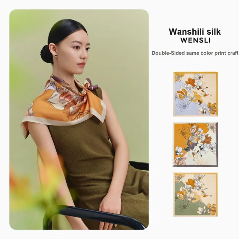 WENSLI Silk Scarves Women's-7