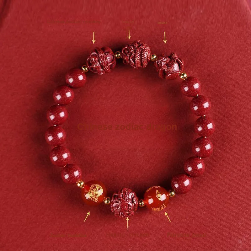Ryukyu Cinnabar Jade Bracelets Unisex-2
