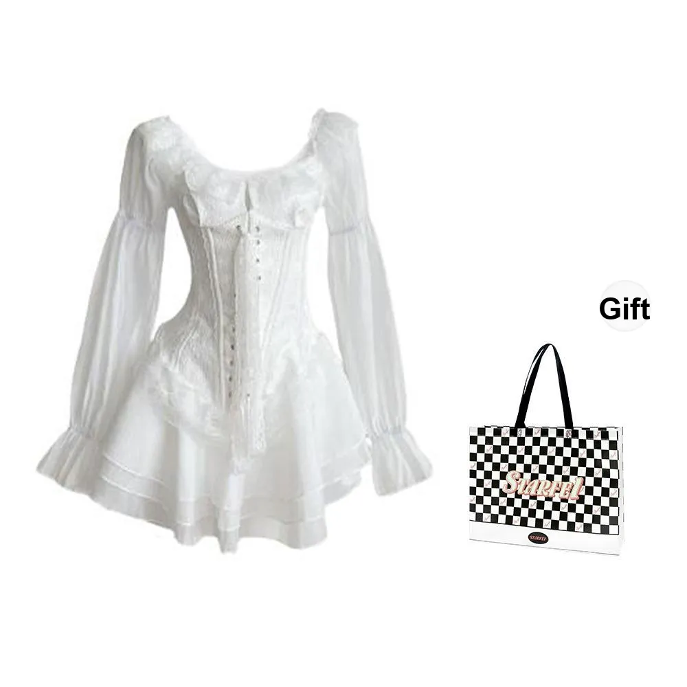 STARFEI Long Sleeved Dress Women's White