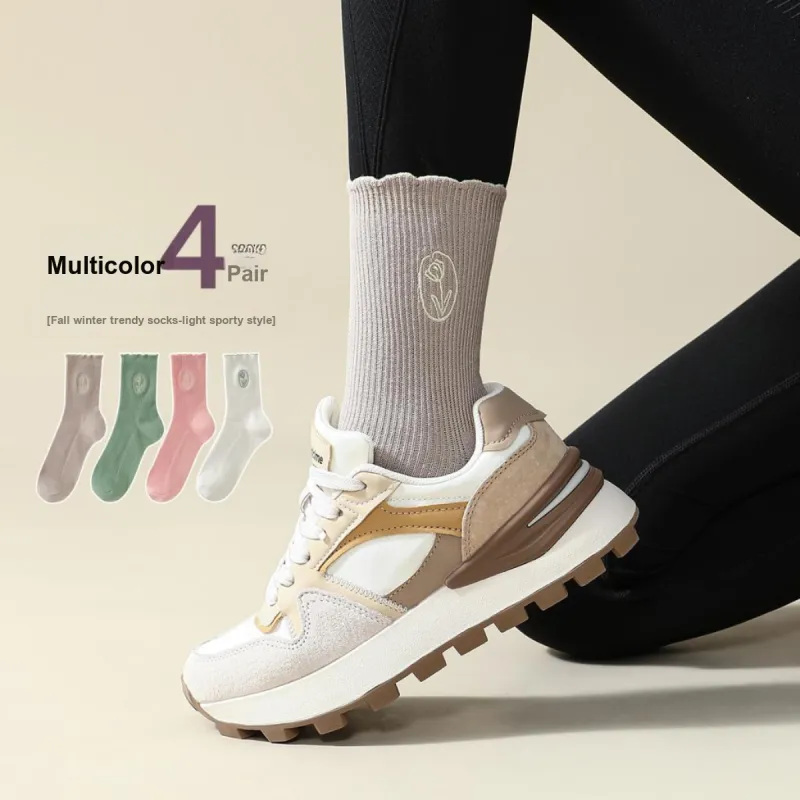JUNEROSE Mid Calf Socks Women's 4 Pack Multicolor-4