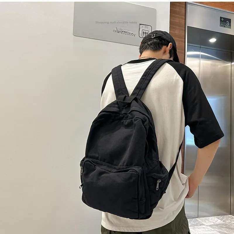 HAWA Canvas Backpack Shoulder Bag Large Size Unisex Multicolor-2