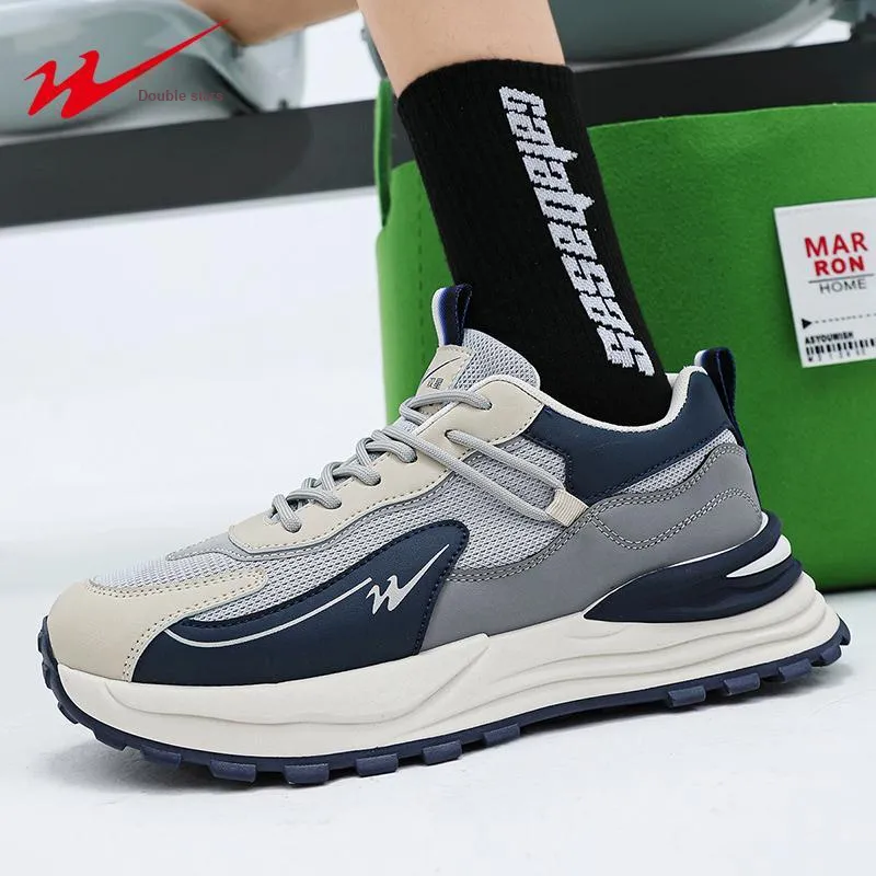 Binary Low Top Running Shoes Men's Gray Blue-11