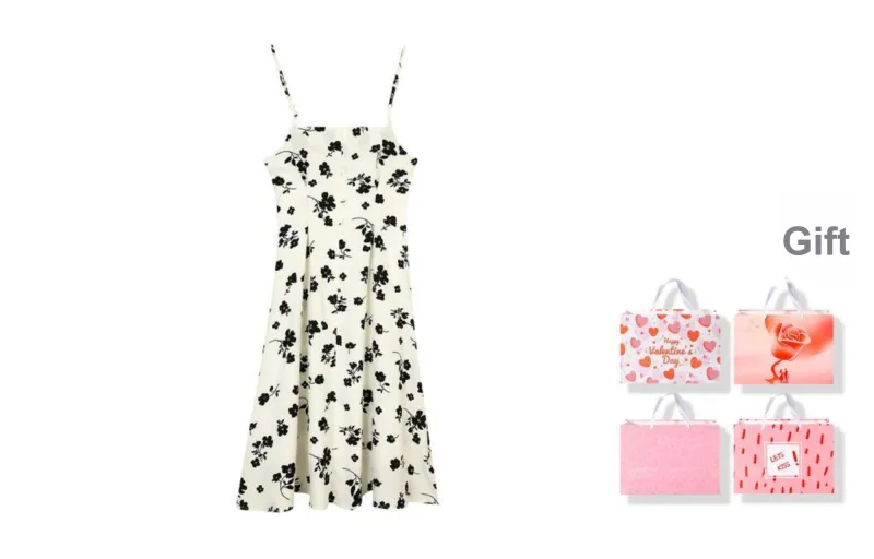EIDOLON GRAIN Slip Dress Women's White With Black Floral-2