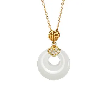 KING TAI SANG Necklaces Pale Greenish White Jade Unisex