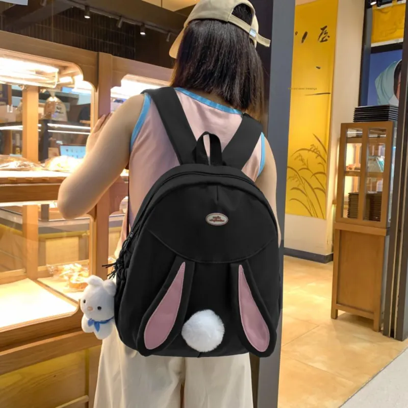URBAN FOREST Nylon Backpack Unisex White/Black/Pink/Yellow/Blue-11