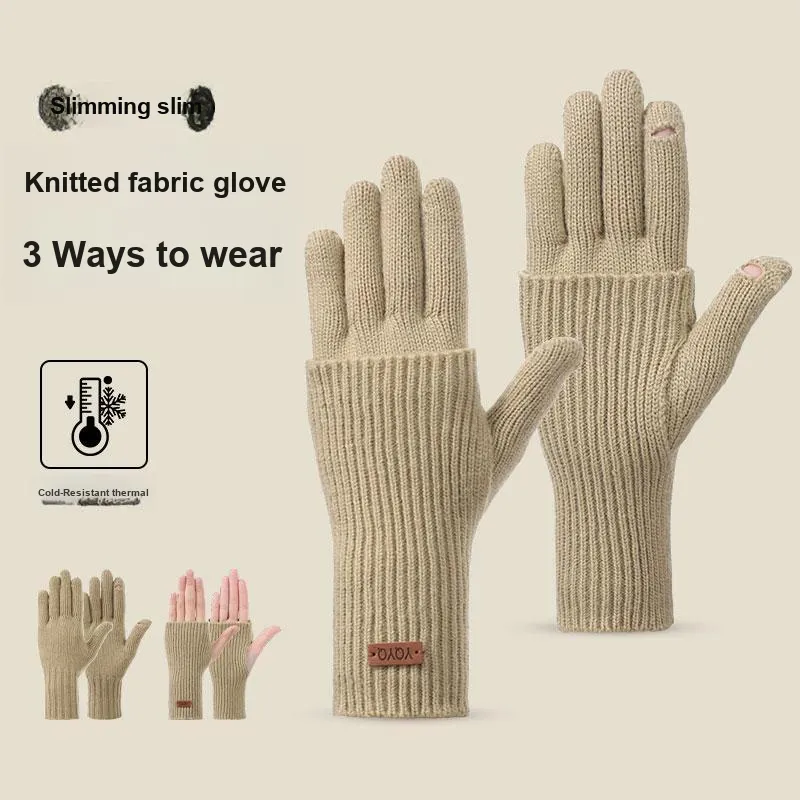 NANJIREN Double Layer Knit Gloves Women's-10