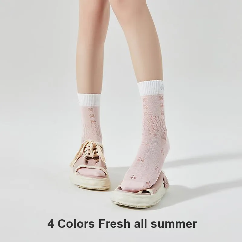 JIAZINI Mid Calf Socks Women's Combo Set-4