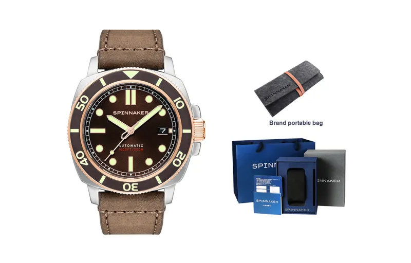 SPINNAKER Wrist Watch Mechanical Movement Genuine Leather Strap Coffee Watch Dial Men's Watches-2