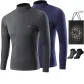 2 Pack Mock Neck Unlined Clothing (Dark Gray+Blue) Comes with 2 Pack Socks+Shopping Bag