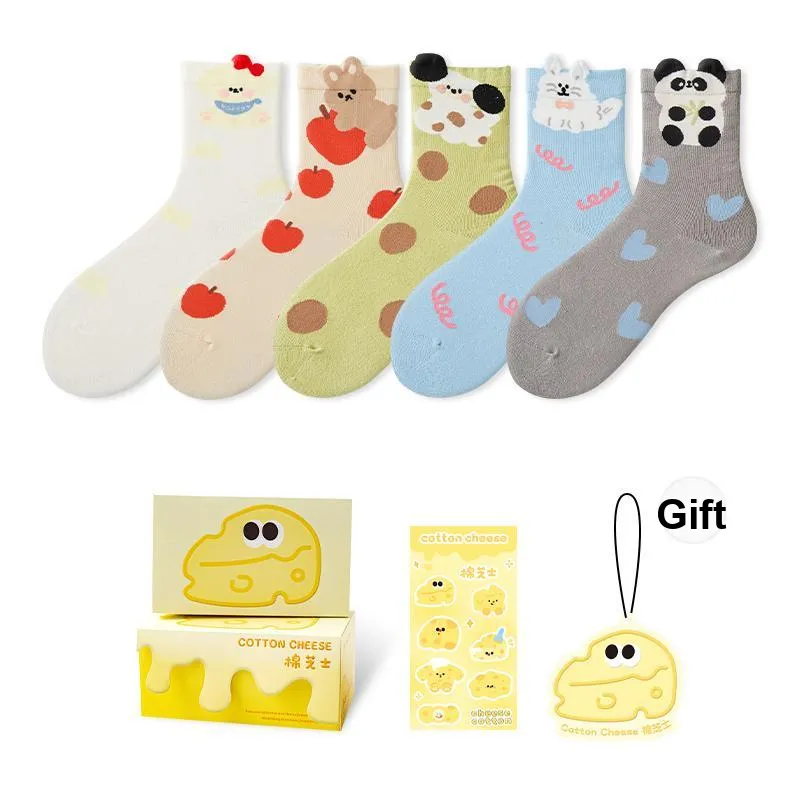 COTTON CHEESE Mid Calf Socks Unisex 5 Pack-0