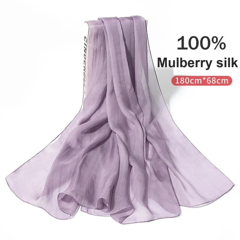 Shanghai Story 100% Mulberry Silk Silk Scarves Women's Dusty Pink Gradient Gift Box Set-26
