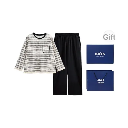 Peninsula City Пижамный комплект Женские Винтажный Черный и Белый с полосами