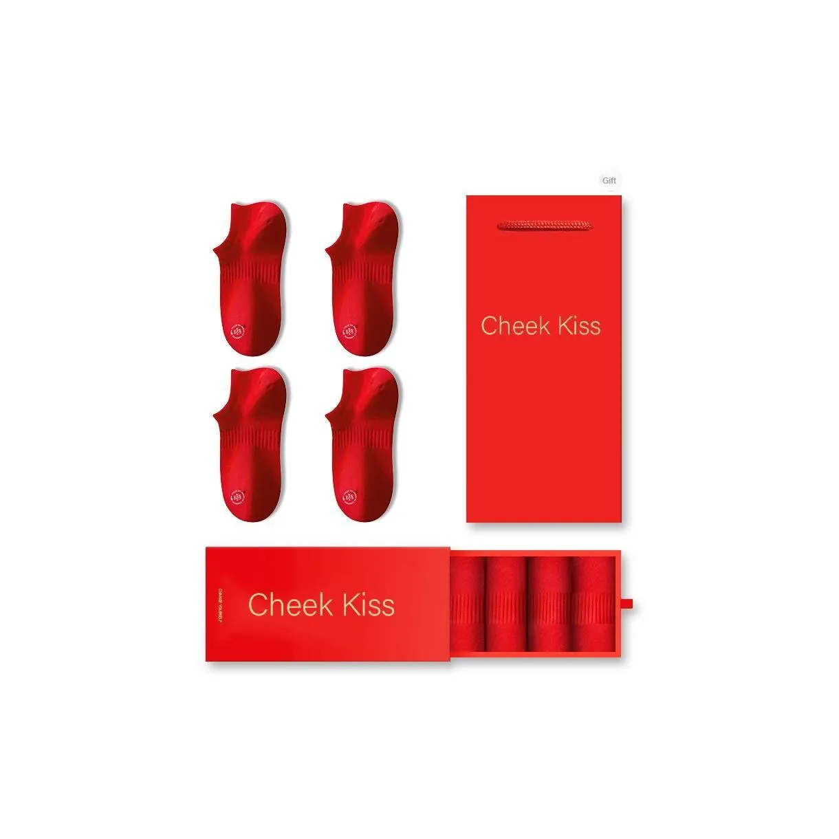 Cheekkiss Носки Мужские 100% хлопок No Show Носки Праздничный Минималистский стиль Удобные 4 упаковки Подарочный набор