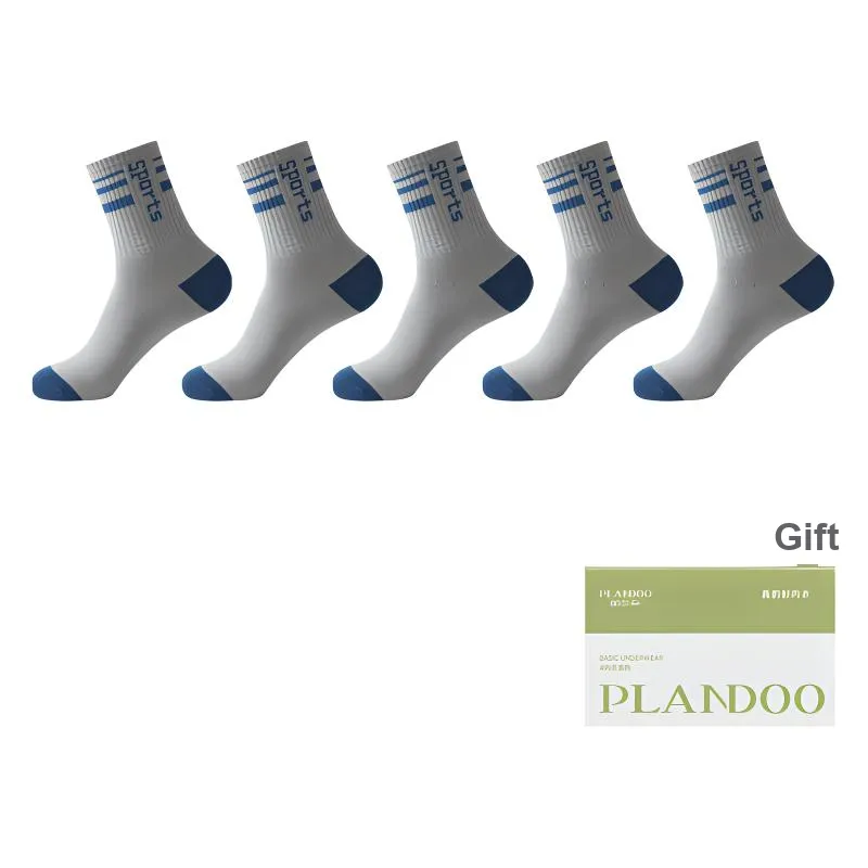 PLANDOO Mid Calf Socks Men's Shopping Bag 5 Pack-56