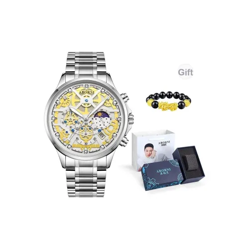 ABORNI Cool Collection Кварцевый механизм Стальной ремешок Часы Мужские Белый циферблат