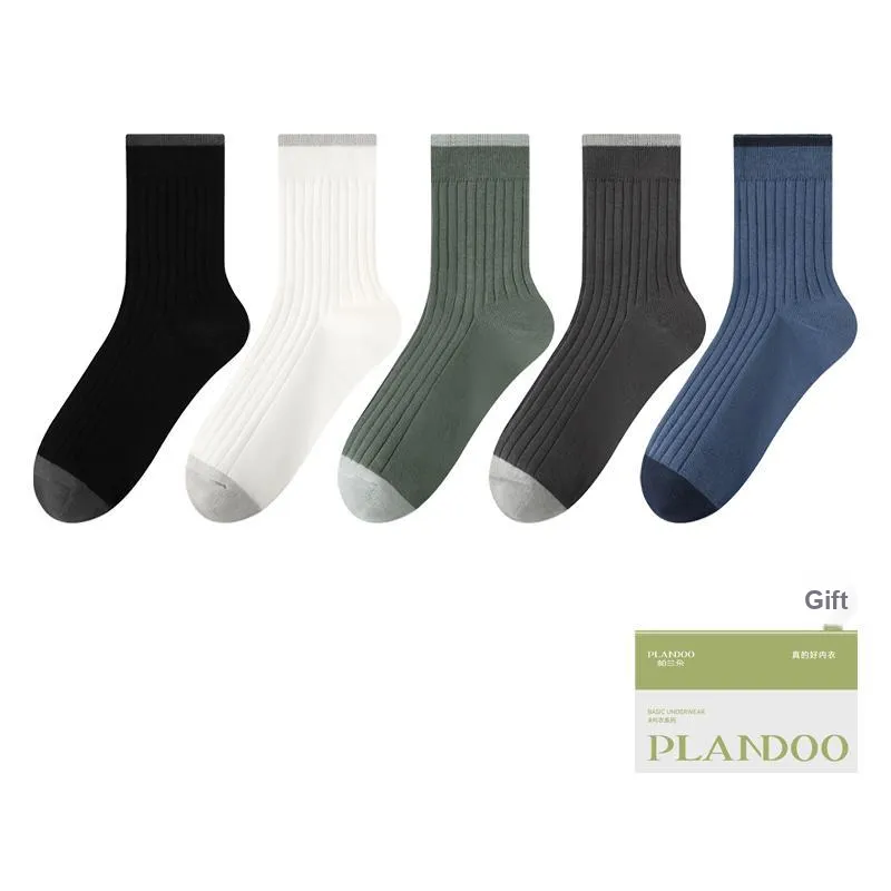 PLANDOO Mid Calf Socks Men's Shopping Bag 5 Pack-17