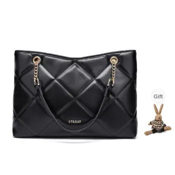 ST&SAT Synthetic Leather Shoulder Bag Tote Regular Women's Black/Apricot