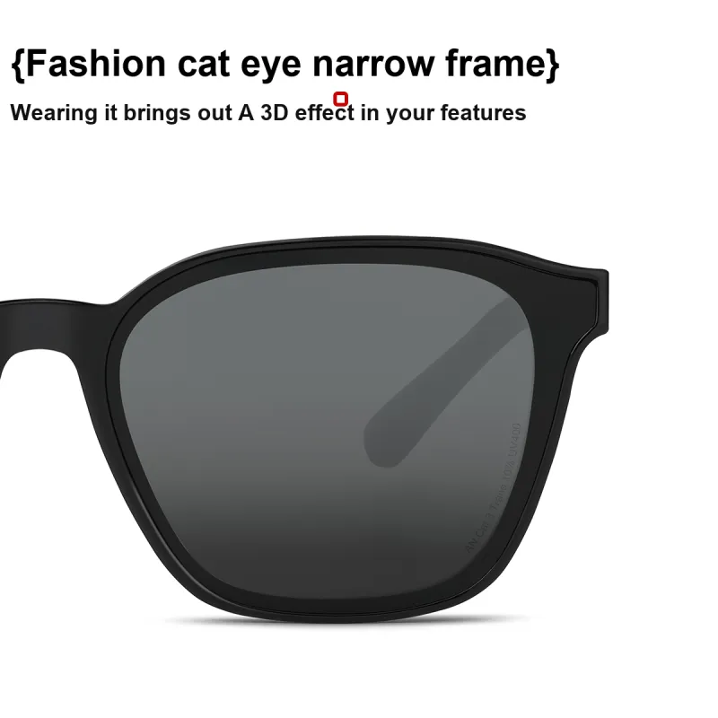 ZIPPO Plate Frame TR90 Cat Eye Sunglasses Unisex Black/Transparent Gray-6