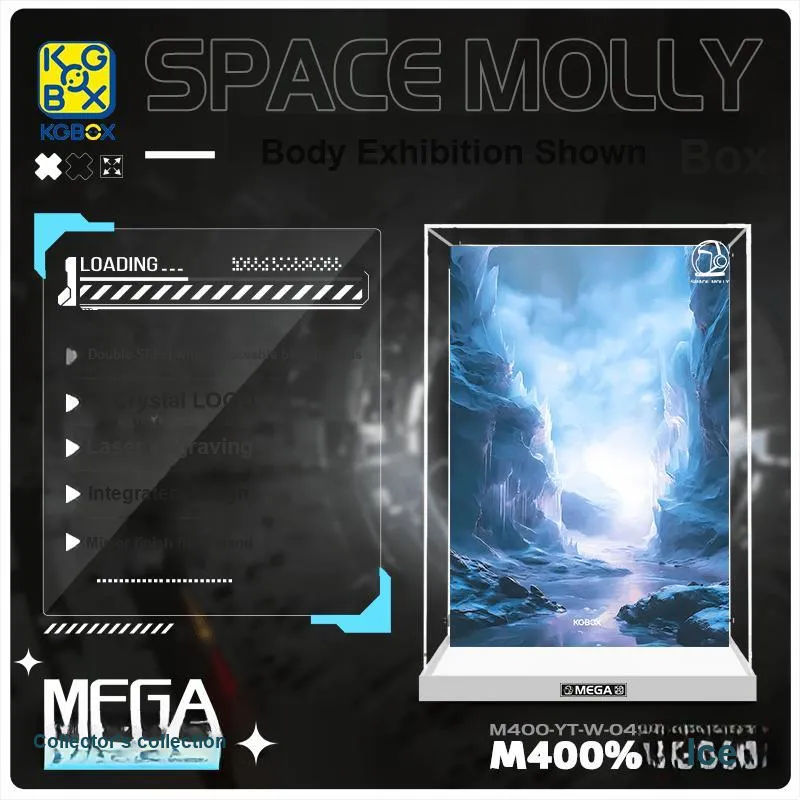 KGBOX Pop Mart Angry Bear Glacier MOLLY 400% 1000% Acrylic Figure Storage Display Case Model Accessories-17