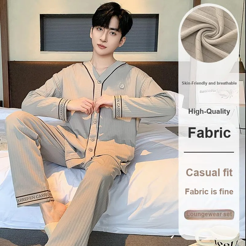 XIAFENYAN Pajama Set Men's Khaki-1