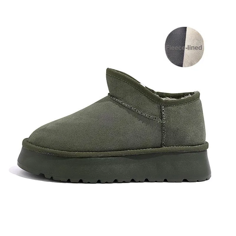 HUANQIU Warm Short Snow Boots Women's Green-0