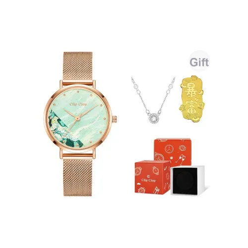 Clip Clop Кварцевый механизм Металлический ремешок Часы для женщин Многоцветный циферблат