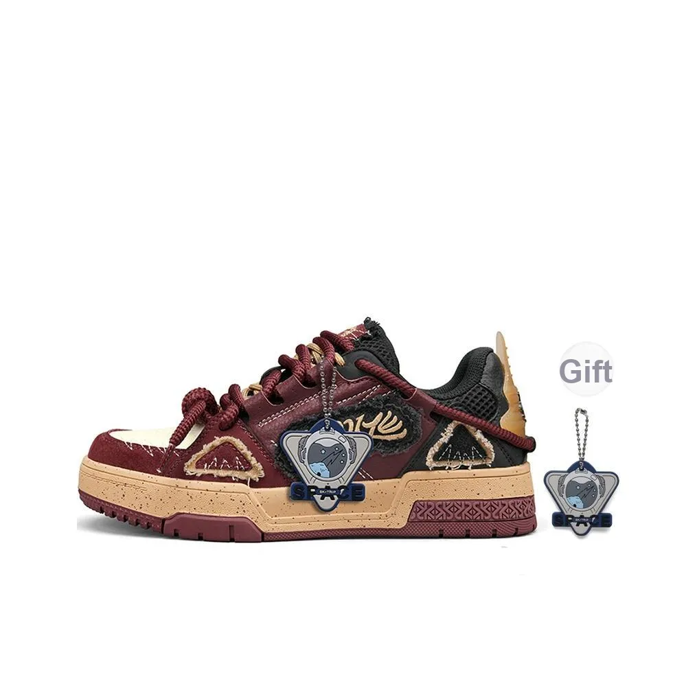 SK.TRIP Покрытие Устойчивое к истиранию Легкий Увеличивающий Высоту Низкие Кроссовки для Скейтбординга Унисекс Бордовый Красный