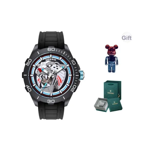 DEESIO Автоматический Механический Механизм Резиновый Ремешок Часы Унисекс Синий Циферблат