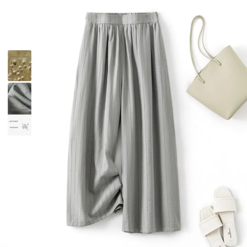 IHIMI Casual Pants Women's Linen Green-1