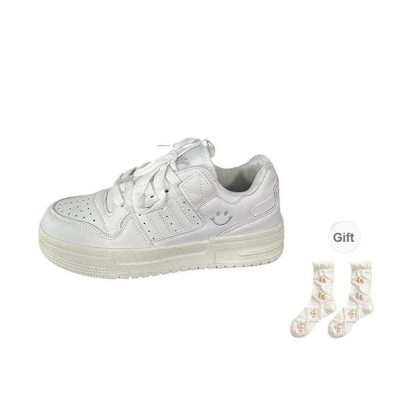 PARK DANCE Low Top Skateboard Shoes Women's White-4