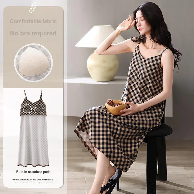 XIAFENYAN Nightgown Women's Khaki-1