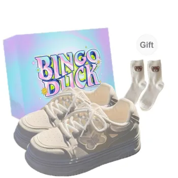 BINGO DUCK Slip Resistant And Breathable Low Top Skateboard Shoes Women's Ecru