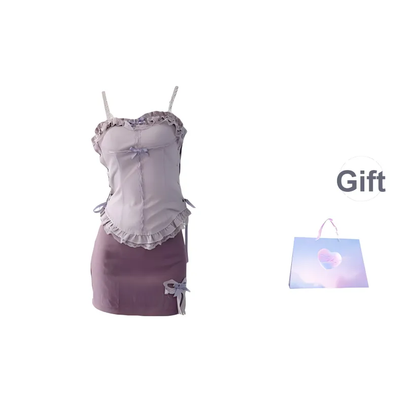 Aghr Skirt Set Women's Purple Camisole+Skirt-5