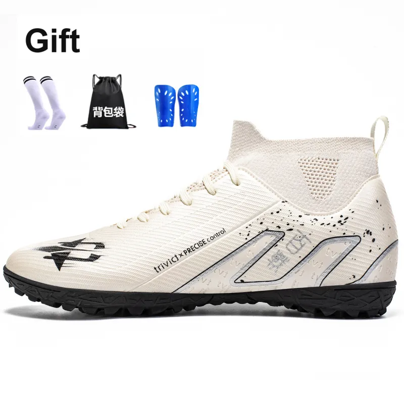 TriVict Win A Hundred Battles And Win A Hundred Victories. Soccer Shoes Unisex Mid Top White/Pink/Aqua/Blue-31