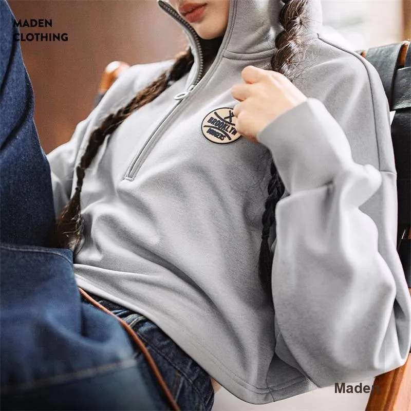 MADEN Sweatshirt Women's Gray Blue-2