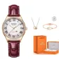 Rose Gold White Face Red Strap (Luxury Style Box Three-Piece Set)