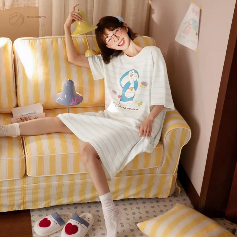 Gongdie x Doraemon/A, Nightgown Women's Gift Box Set White-2