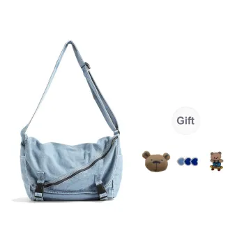 UNITE STAR Canvas Shoulder Bag, Crossbody Bag Women's Light Blue/Dark Blue