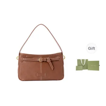 VANESSA HOGAN Top Grain Cow Leather Crossbody Bag Pochette Shoulder Bag Regular Women's Cocoa Red Brown/Obsidian Black