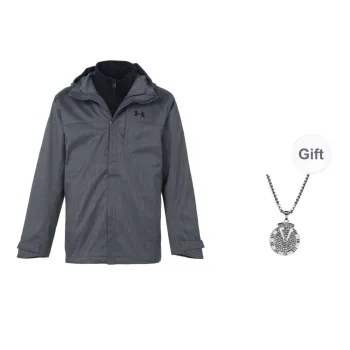 Under Armour Water Resistant Windproof Breathable Windbreaker Jacket Men's Gray Comes With Necklace
